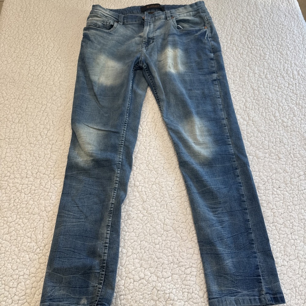 Cultura New York Jeans Size 34X30 Skinny Blue Medium Wash Denim Men's Stretch